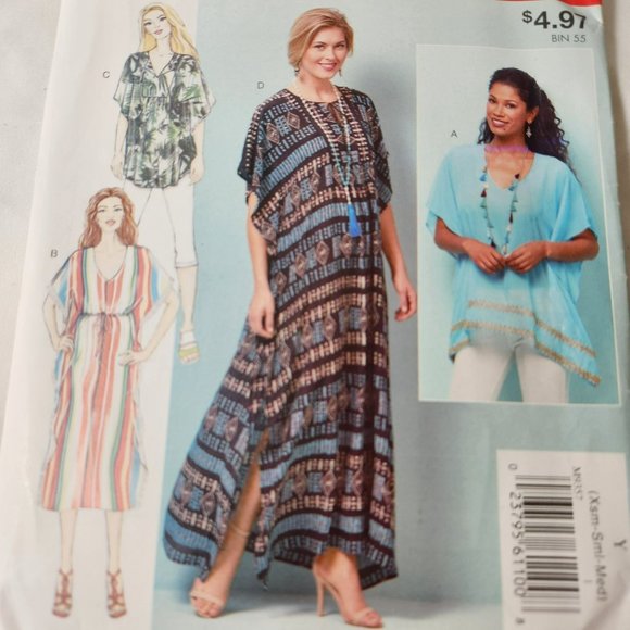 Easy Stitch N Save McCalls Pattern M9357 Caftan, Tunic, Peasant blouse, midi dre - Picture 4 of 9